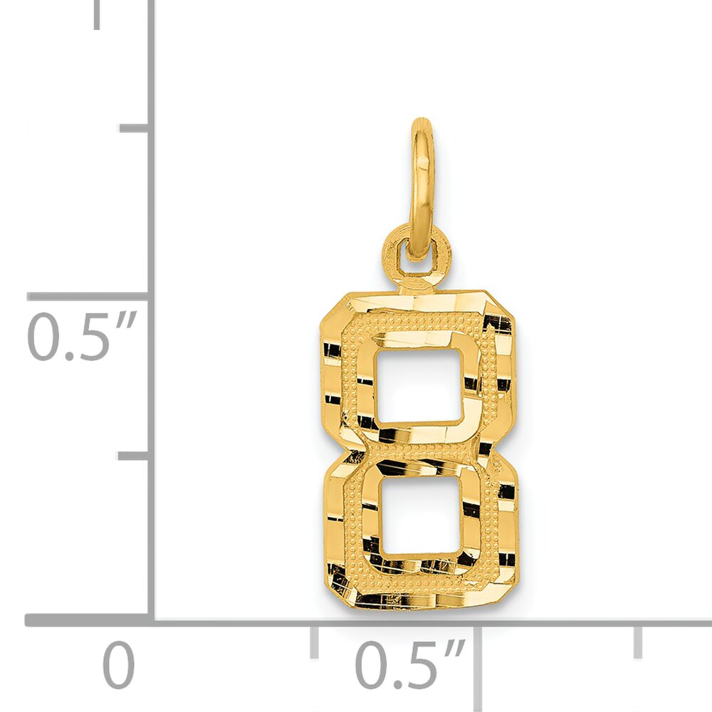 14K Gold Small Number 8 Charm Pendant FindingKing Jewerly 20mm x 7mm