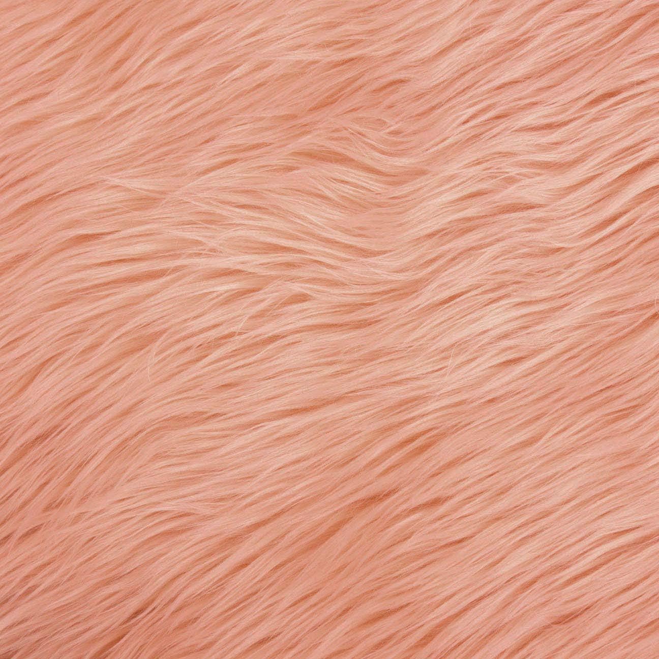 FabricLA Shaggy Faux Fur Fabric - 15" X 15" Inches Pre-Cut - Use Fake Fur Fabric for DIY, Craft Fur Decoration, Fashion Accessory, Hobby - Peach