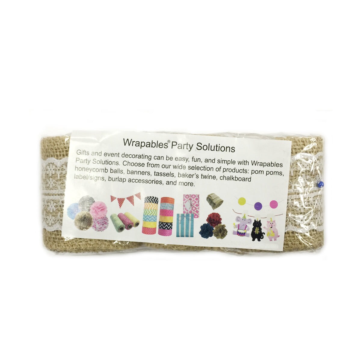 Wrapables Hessian Burlap with Lace Ribbon (Set of 3)