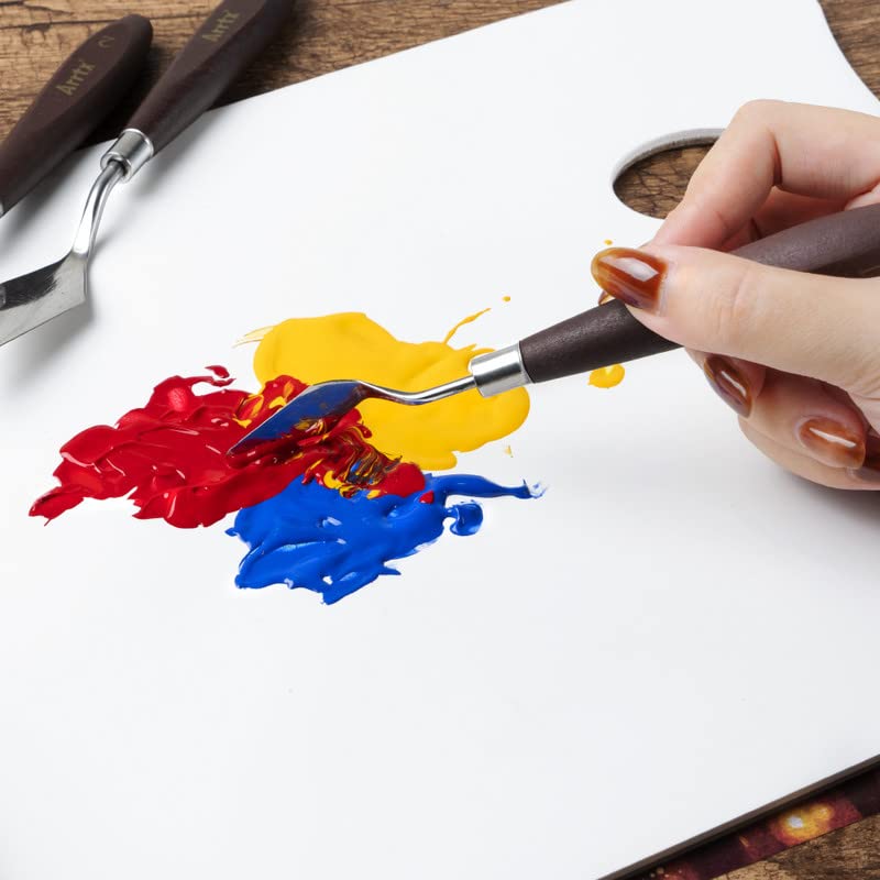 5 Pieces Painting Knives Stainless Steel Spatula Palette Knife Oil Painting Accessories Color Mixing Set for Oil, Canvas, Acrylic Painting Lightwish