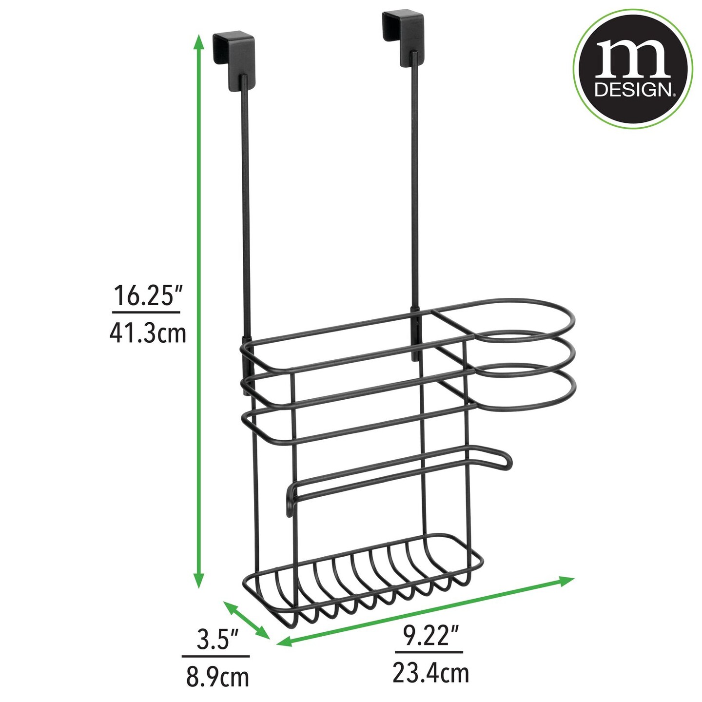 mDesign Metal Bathroom Over Cabinet 2 Section Hair Care Storage Basket