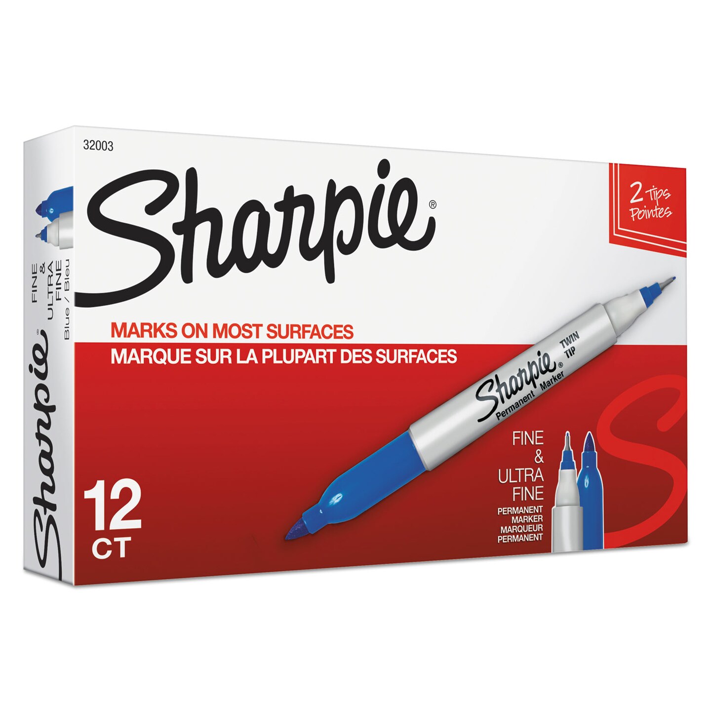 Sharpie Pens, Fine, Blue - 2 pens