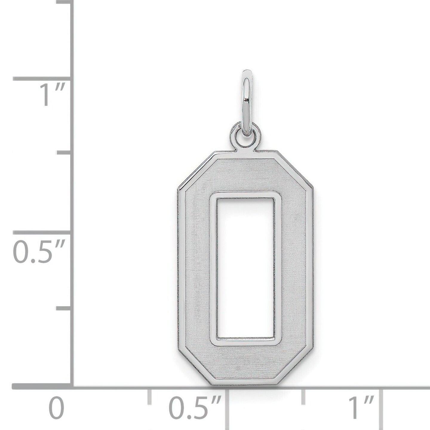 Sterling Silver Large Satin Number 0 Charm Pendant Jewerly 25mm x 11mm