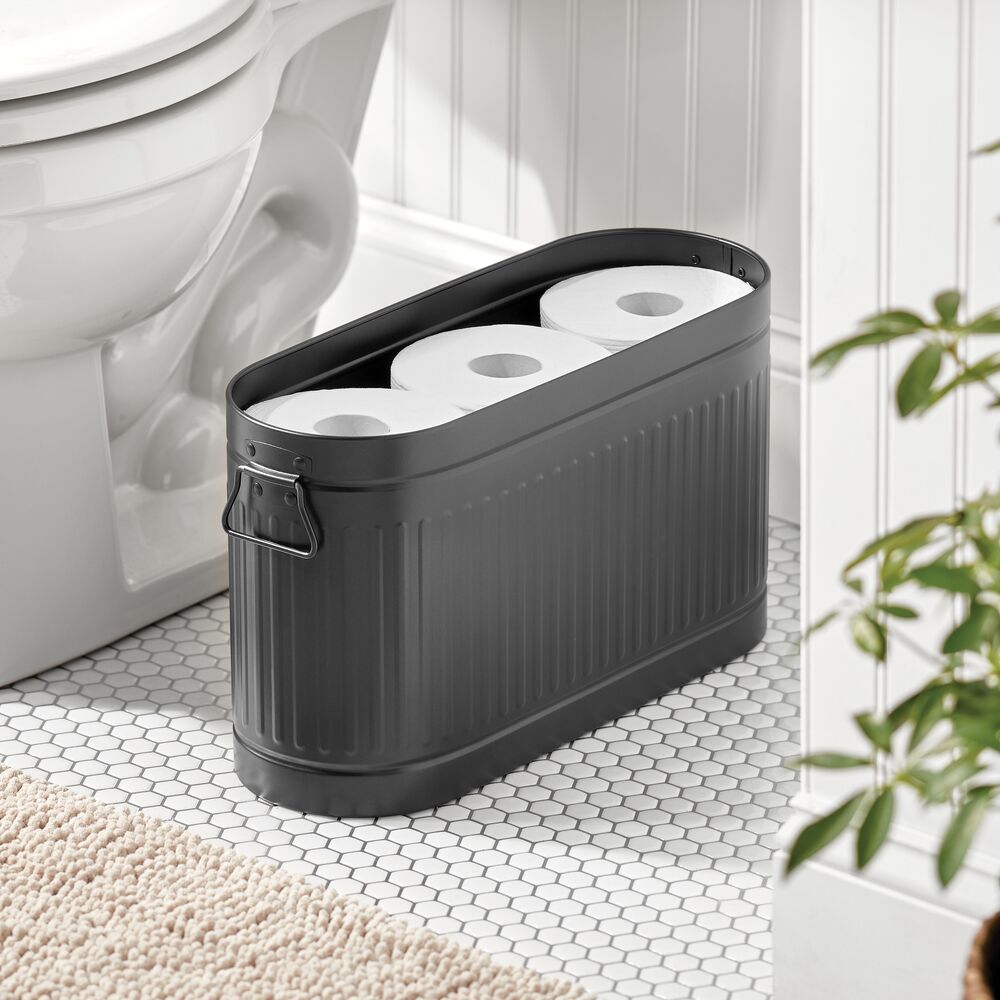 mDesign Large Steel Toilet Paper 6-Roll Bathroom Organizer Bin Box