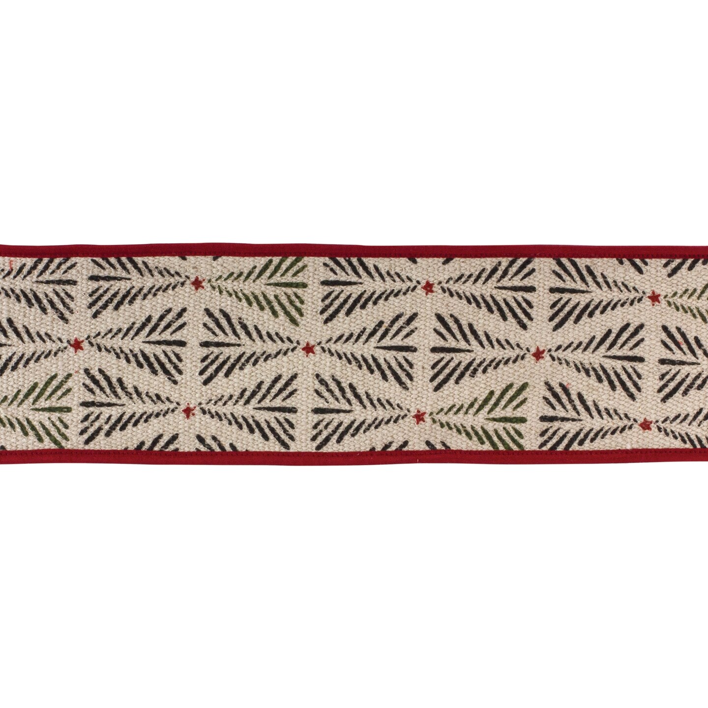 Melrose Christmas Tree Wired Craft Ribbon - 4&#x22; x 5 Yards - Beige and Black
