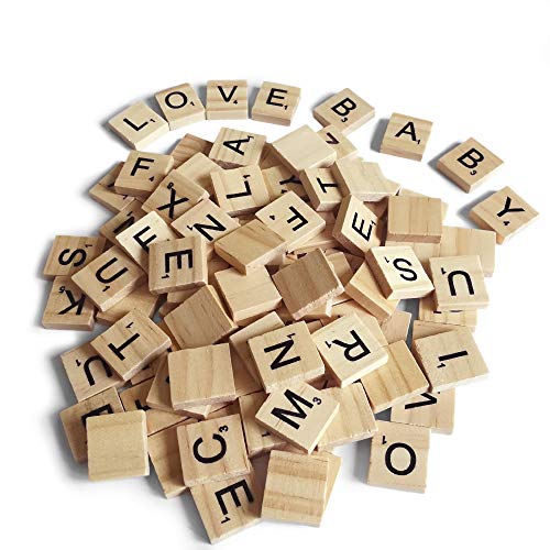 100Pcs Wood Letter Tiles Scrabble Letters for Crafts DIY Wood Gift  Decoration Making Alphabet Coasters Scrabble Crossword Game