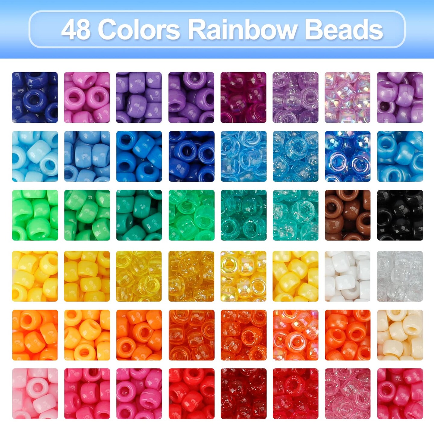 Quefe 3960pcs Pony Beads for Bracelet Making Kit 48 Colors Kandi Beads Set, 2400pcs Plastic Rainbow Bead Bulk and 1560pcs Letter Beads with 20 Meter Elastic Threads for Craft Jewelry Necklace
