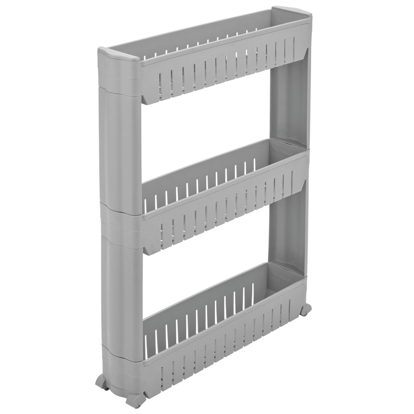 mDesign Slim Rolling Laundry Utility Cart Organizer with 3 Shelves