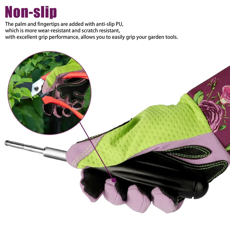 1Pair Gardening Thorn Proof Long Gloves Garden Planting Pruning Tool Lawn Glove