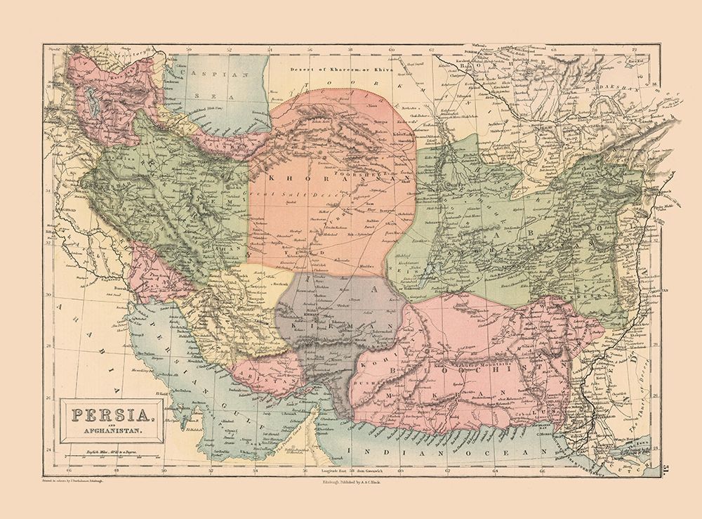 Middle East Persia Afghanistan - Black 1867 Poster Print by Black Black # ITPE0018