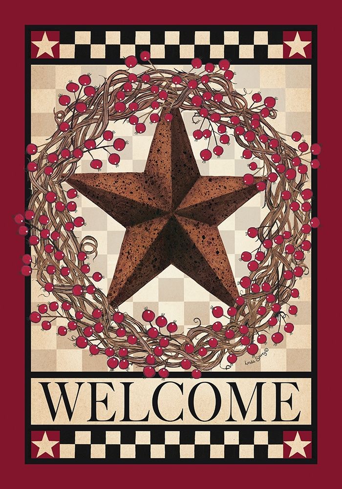 Barn Star Berry Wreath Poster Print by Linda Spivey # LS1780