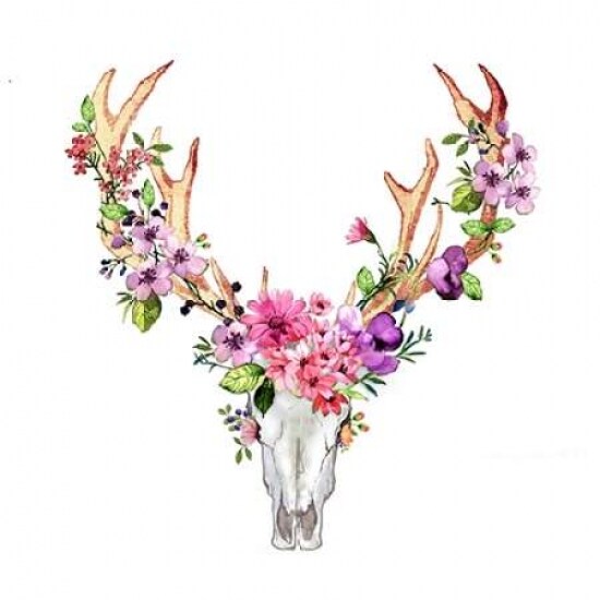 Deer Skull with Flowers Poster Print by Atelier B Art Studio - Item # VARPDXBEGANI99