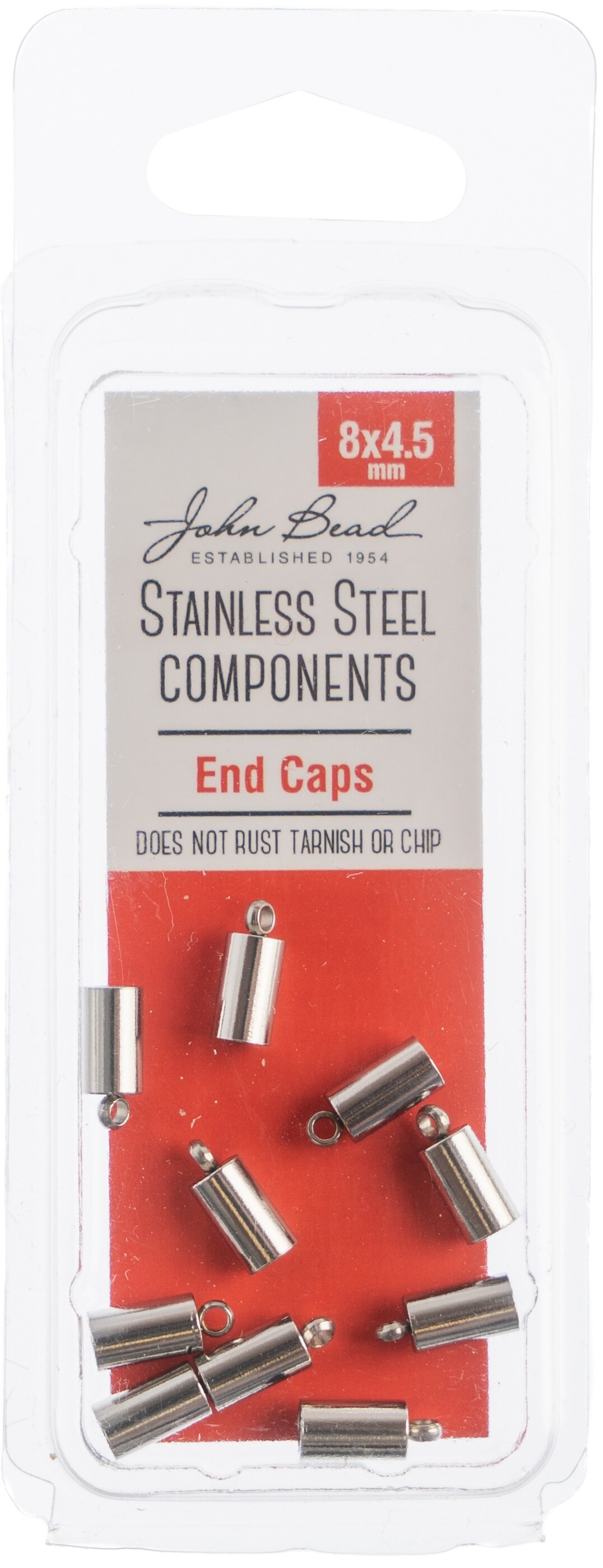 John Bead Stainless Steel End Cap 10/Pkg-8x4.5mm