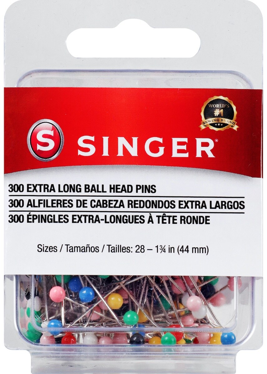 SINGER Extra Long Ball Head Pins-Size 28 300/Pkg