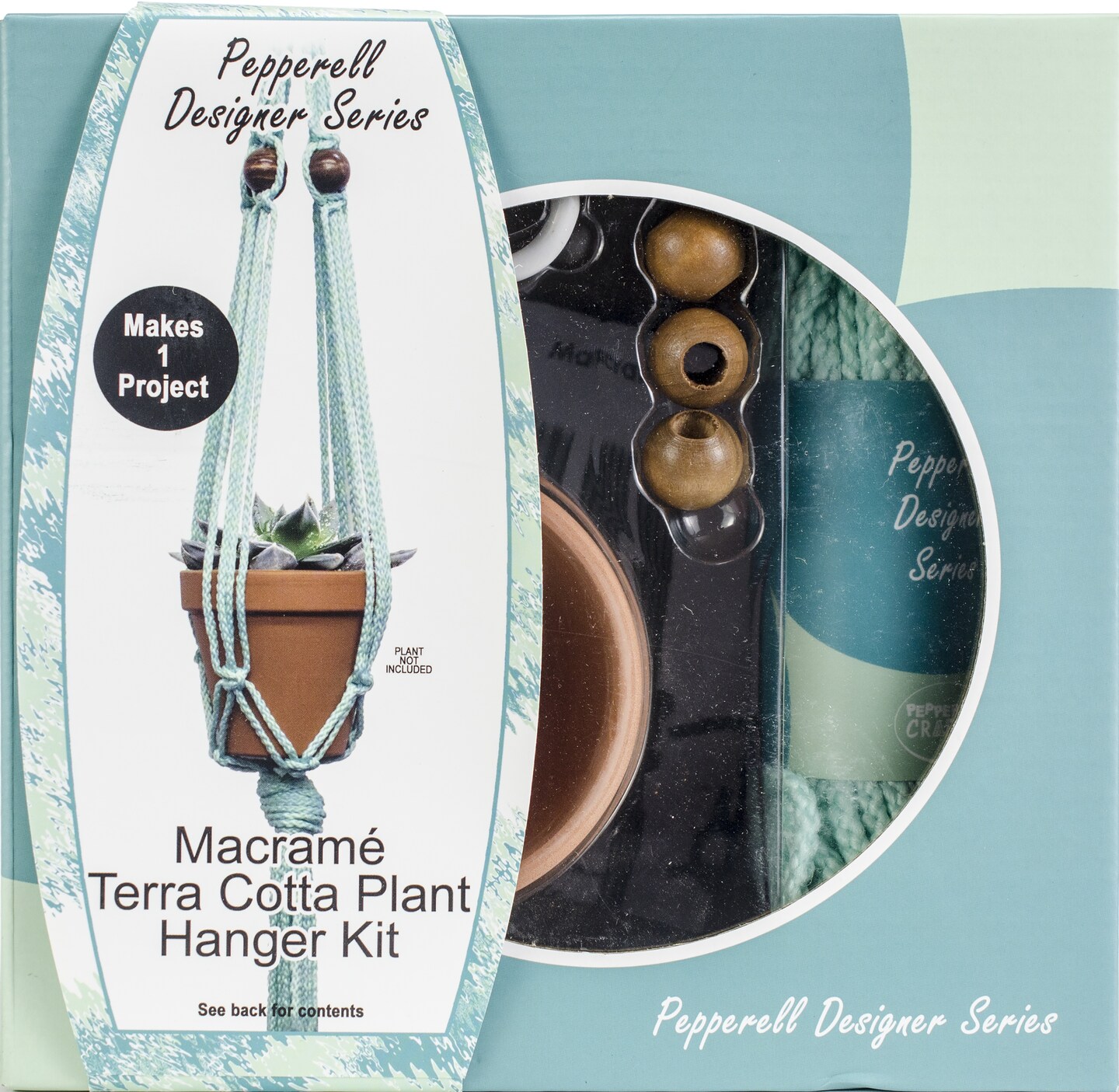 Pepperell Designer Series Macrame Plant Hanger Kit-Mint