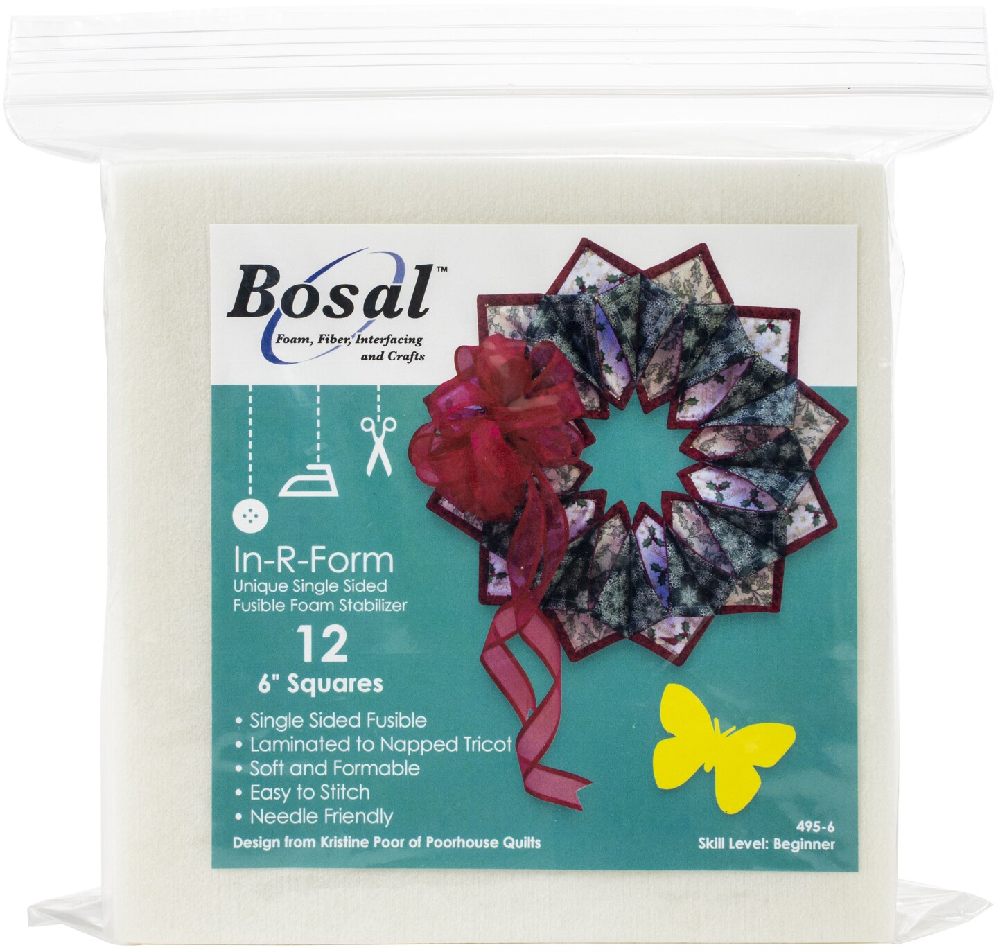 Bosal InRForm SingleSided Fusible Foam Stabilizer6"X6" 12/Pkg