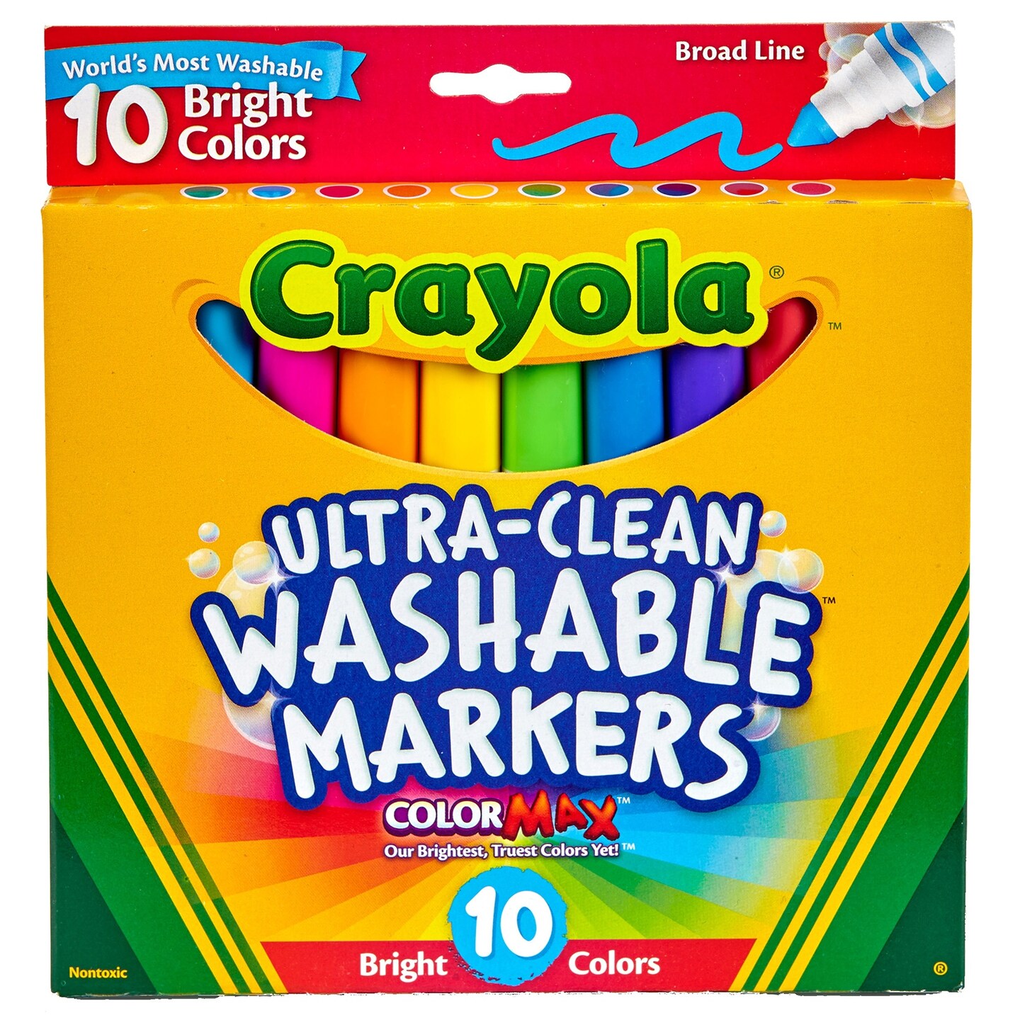 Crayola Ultra-Clean Color Max Broad Washable Markers 10/Pkg-Bright Colors