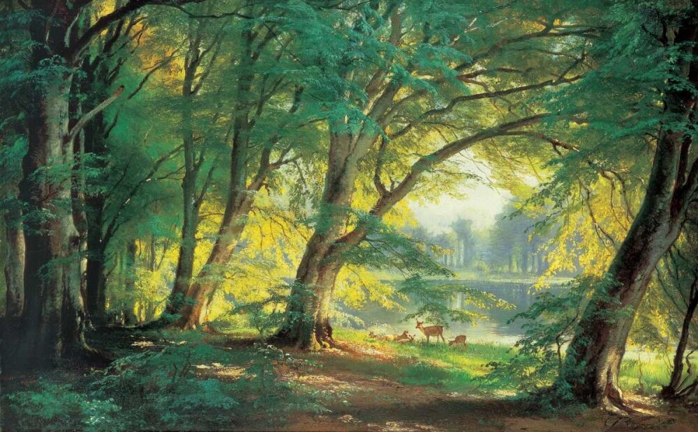 Deer in a Forest Poster Print by Carl Frederic Aagaard # CFA3058