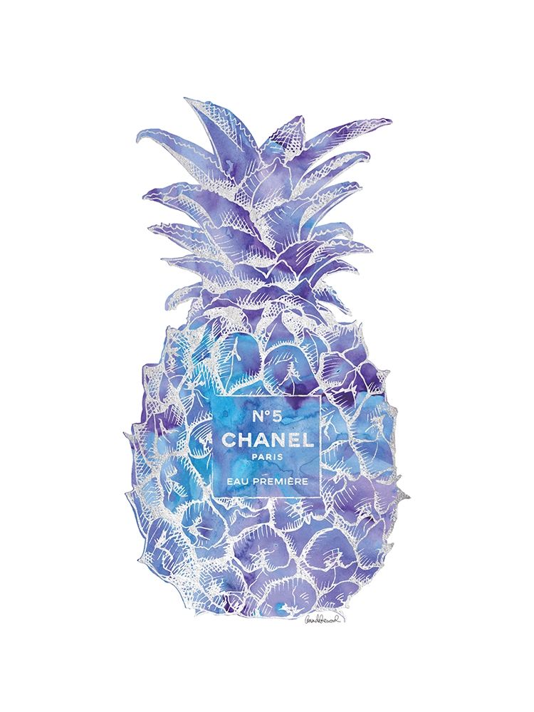 Purple Silver Pineapple Poster Print by Amanda Greenwood # AGD115351
