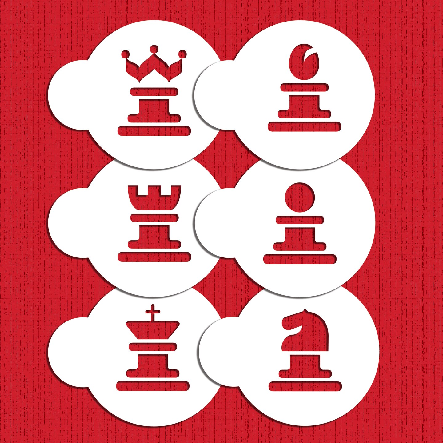 Chess Cookie Stencil Set | C486 by Designer Stencils | Cookie Decorating Tools | Baking Stencils for Royal Icing, Airbrush, Dusting Powder | Reusable Plastic Food Grade Stencil for Cookies | Easy to Use & Clean Cookie Stencil