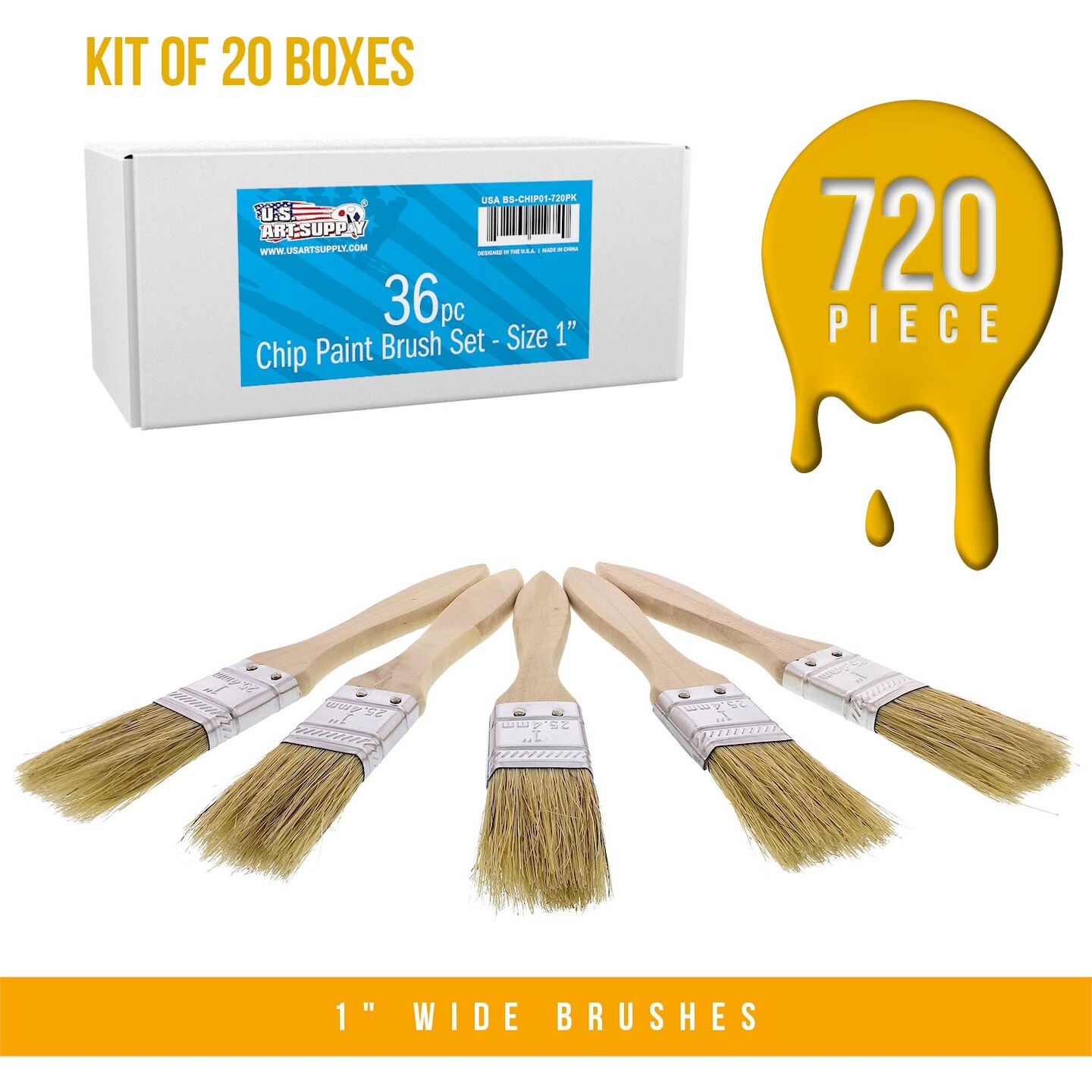 720 Pack Of 1 Inch Paint And Chip Paint Brushes For Paint Stains