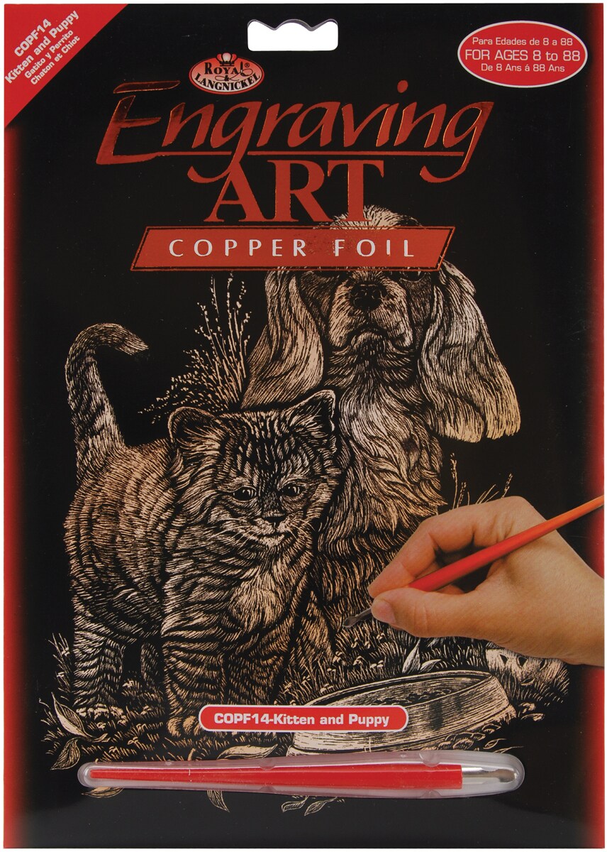 Royal &#x26; Langnickel(R) Copper Foil Engraving Art Kit 8&#x22;X10&#x22;-Kitten &#x26; Puppy