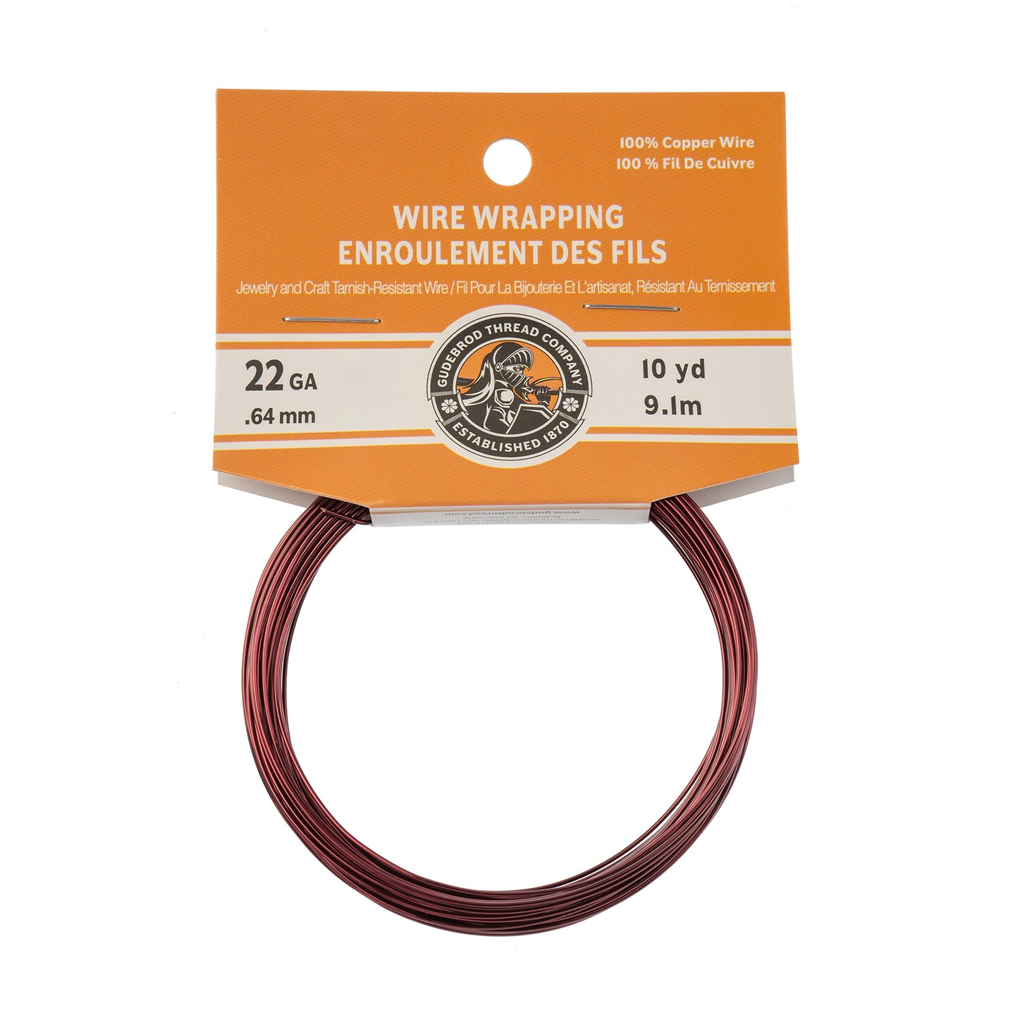 Gudebrod 22 Gauge Non-Tarnish Colored Copper Wire, 30ft. | Made in USA