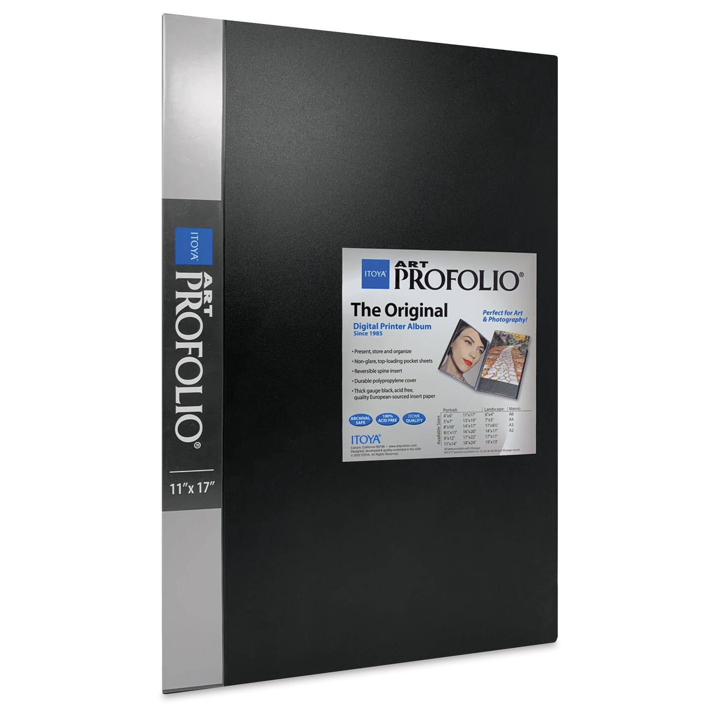 Itoya Original Art Profolio - 17" x 11", Black, Portrait, 24 Pages