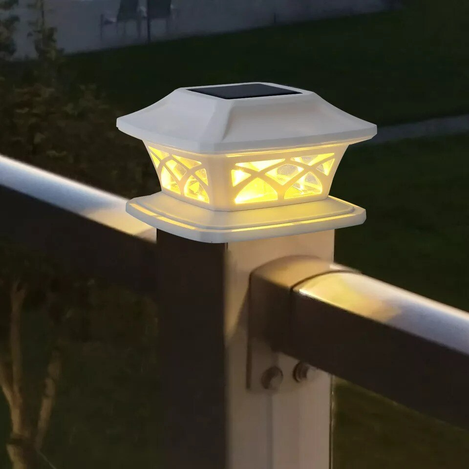 2pcs Solar Post Deck Cap light Vinyl Fence Light Landscape Lamp fit 4x4 5xx5 6x6