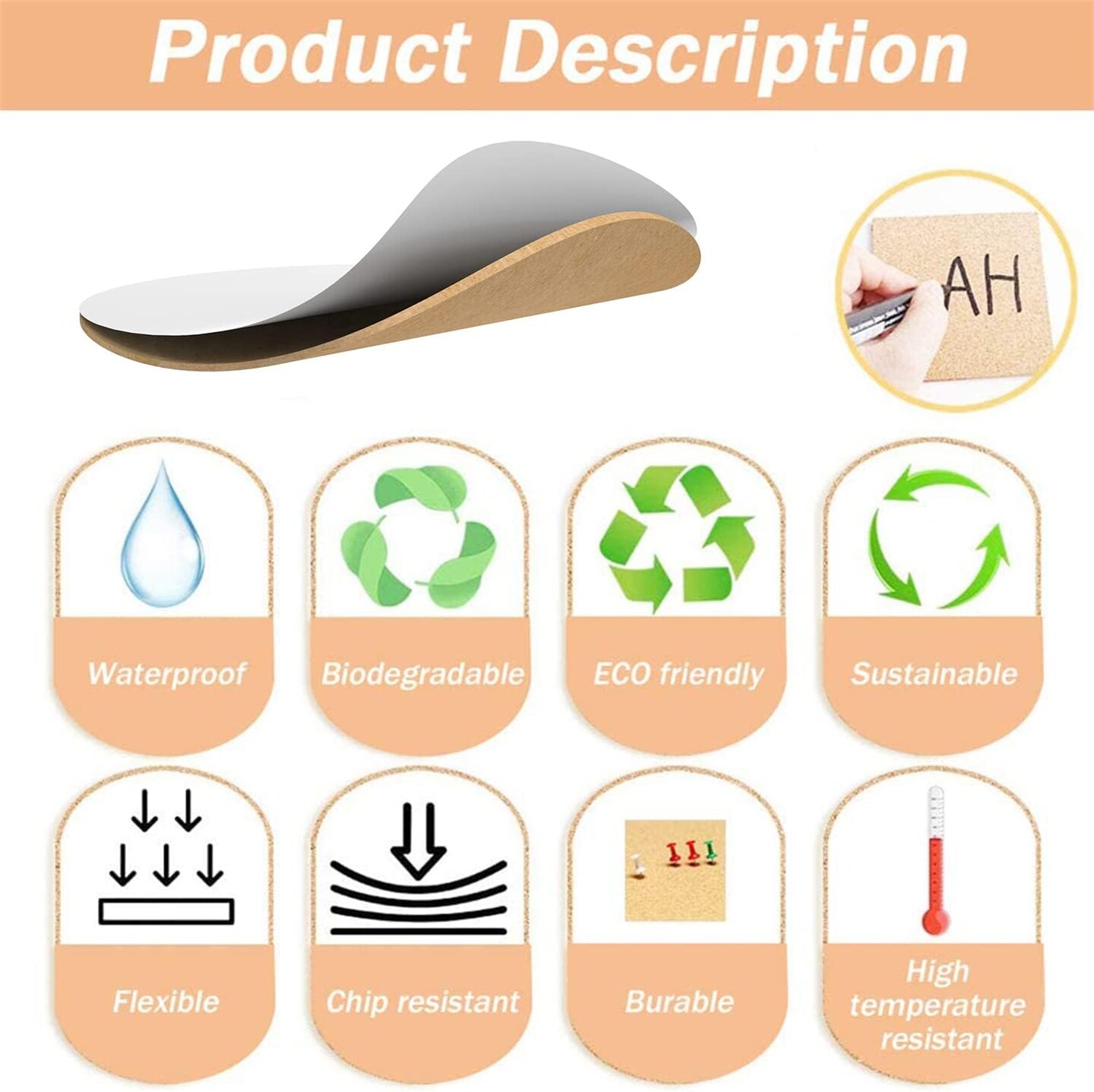 100 Pcs 4 x 4 Inch Self Adhesive Cork Round Backing Cork Tiles Sheets for Coasters and DIY Crafts