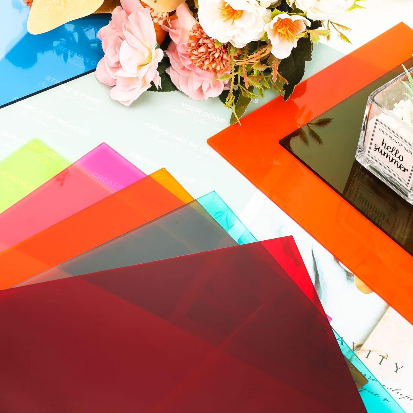 12 Pack Colored Translucent Acrylic Sheet 0.12 Inch Thick Acrylic Sheets for Laser Cutting Colorful Acrylic Panel Colored Acrylic Sheets Plastic Sheets for Glass, DIY, Painting (8 x 12 Inch)