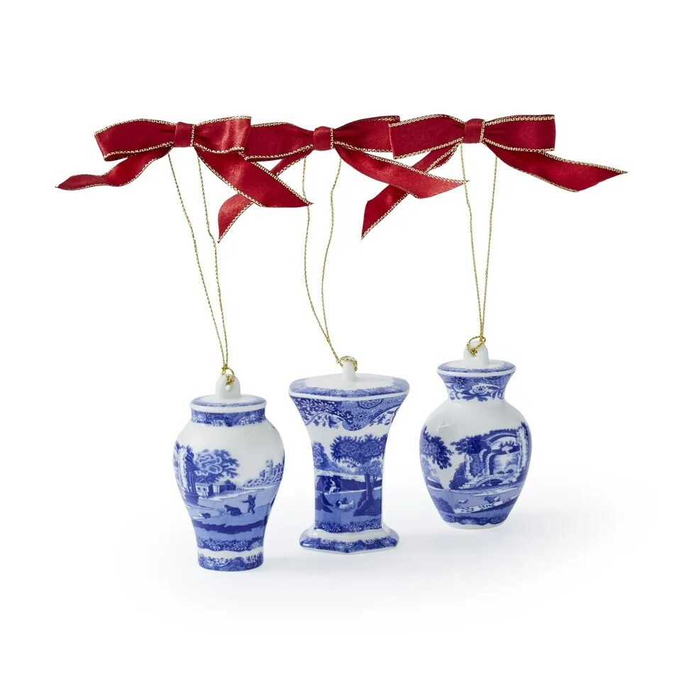 Spode Blue Italian Mini Urn Ornaments, Set of 3 | 2.8&#x201D; x 2&#x201D; x 1.5&#x201D;