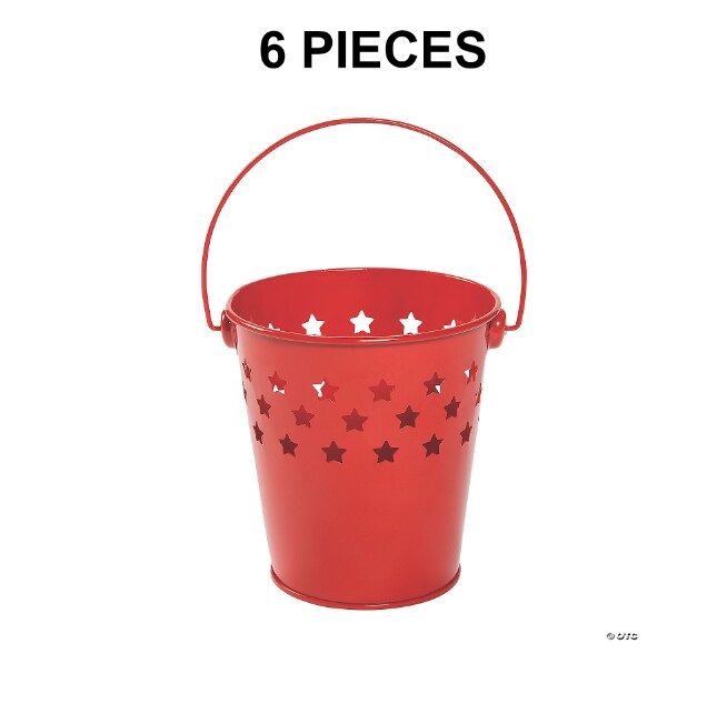 Small Red Patriotic Die-Cut Star Pails - 6 Pc.