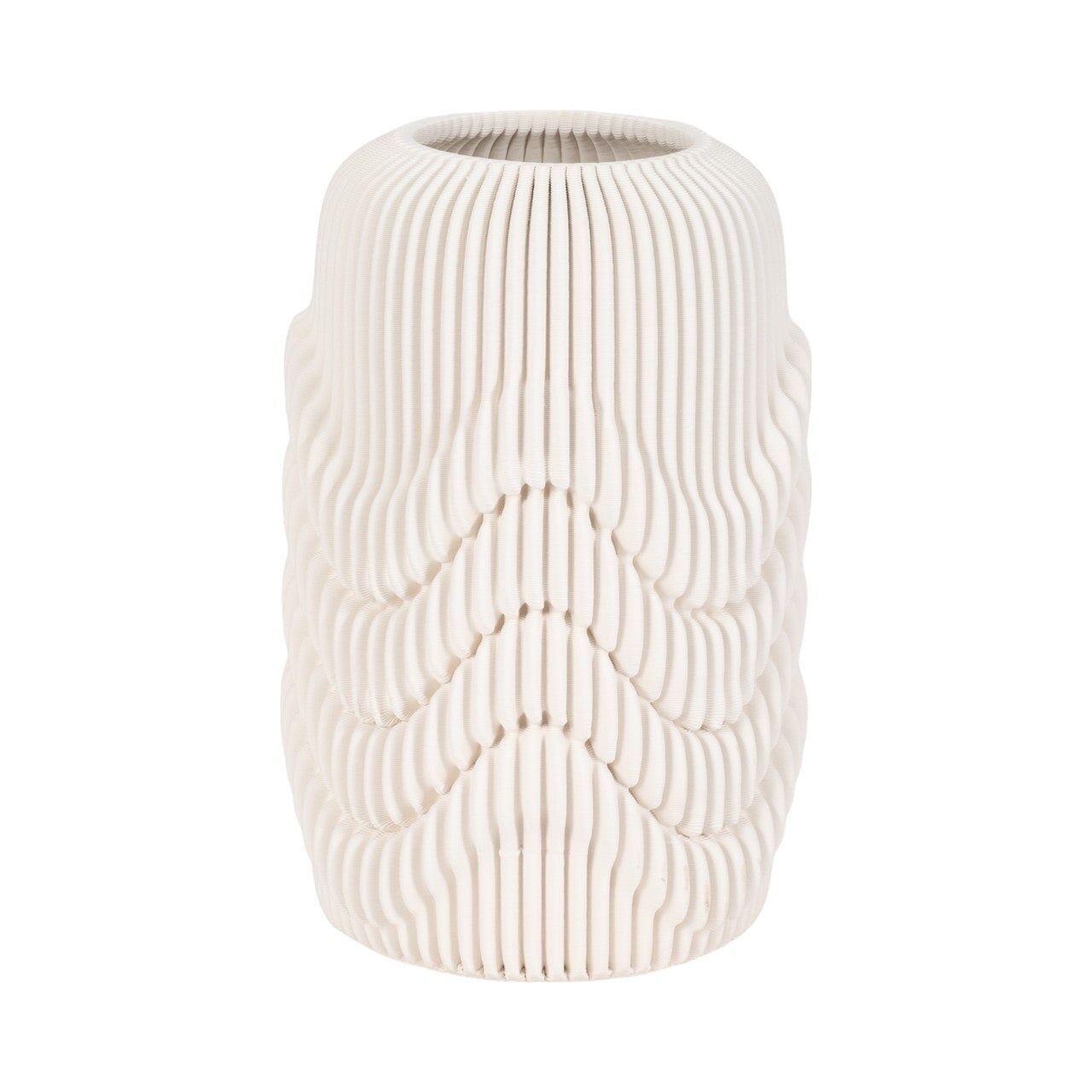 12&#x22; PROVIDENCE 3D PRINTEDVASE, IVORY/BEIGE