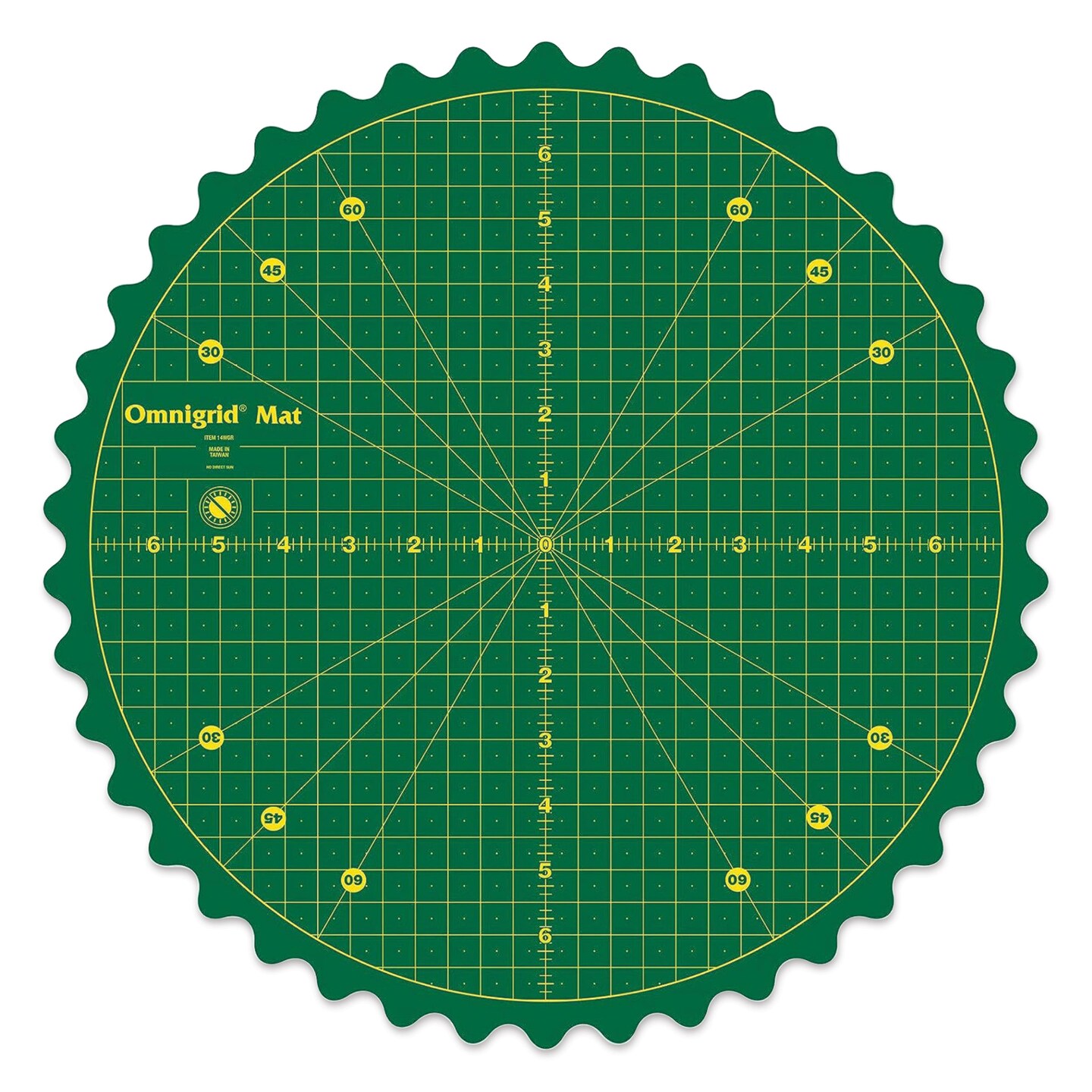 Omnigrid 360 Rotating Cutting Mat - Green/Yellow, 14&#x22;