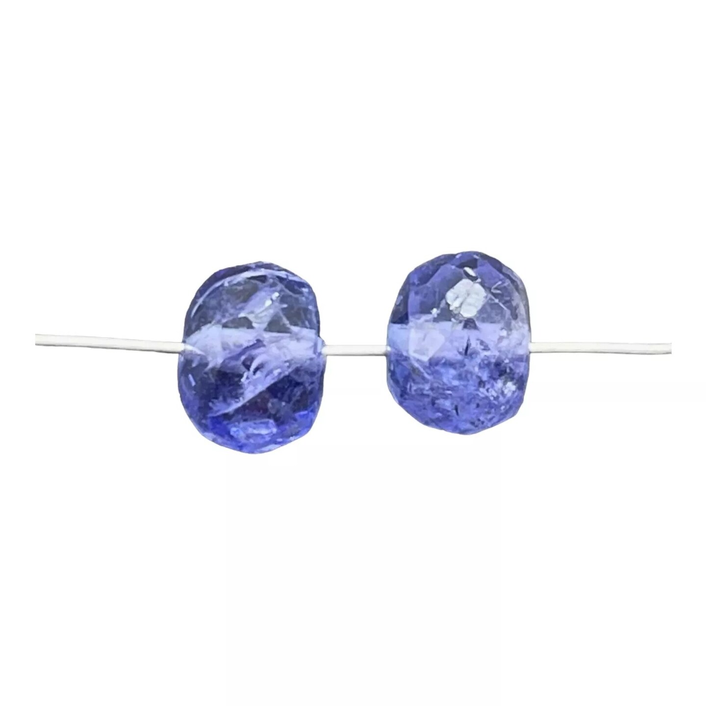 Kitcheniva 2 Tanzanite Beads 2.2ct AAA Faceted Parcel Rondelle 5.5 to 6x4mm
