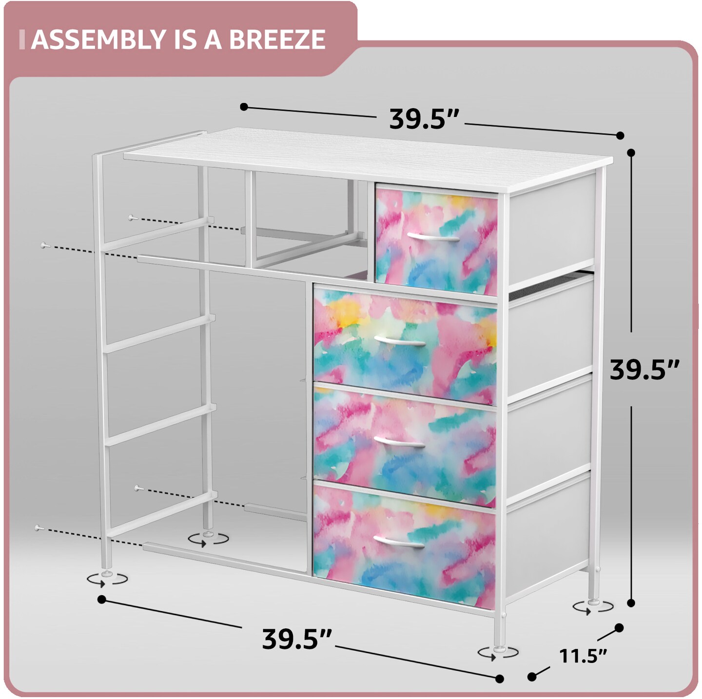 Sorbus Dresser with 9 Drawers - Furniture Storage Chest Tower Unit for Bedroom, Closet, etc - Steel Frame, Wood Top, Fabric Bins