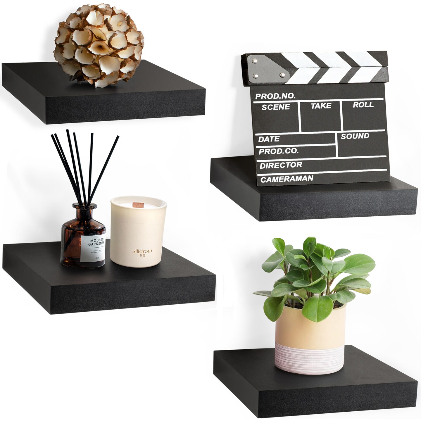 Sorbus 4 Pack 9" Floating Shelves, Wall Shelves for Bedroom, Kitchen, Living Room, Bathroom Shelves Over The Toilet