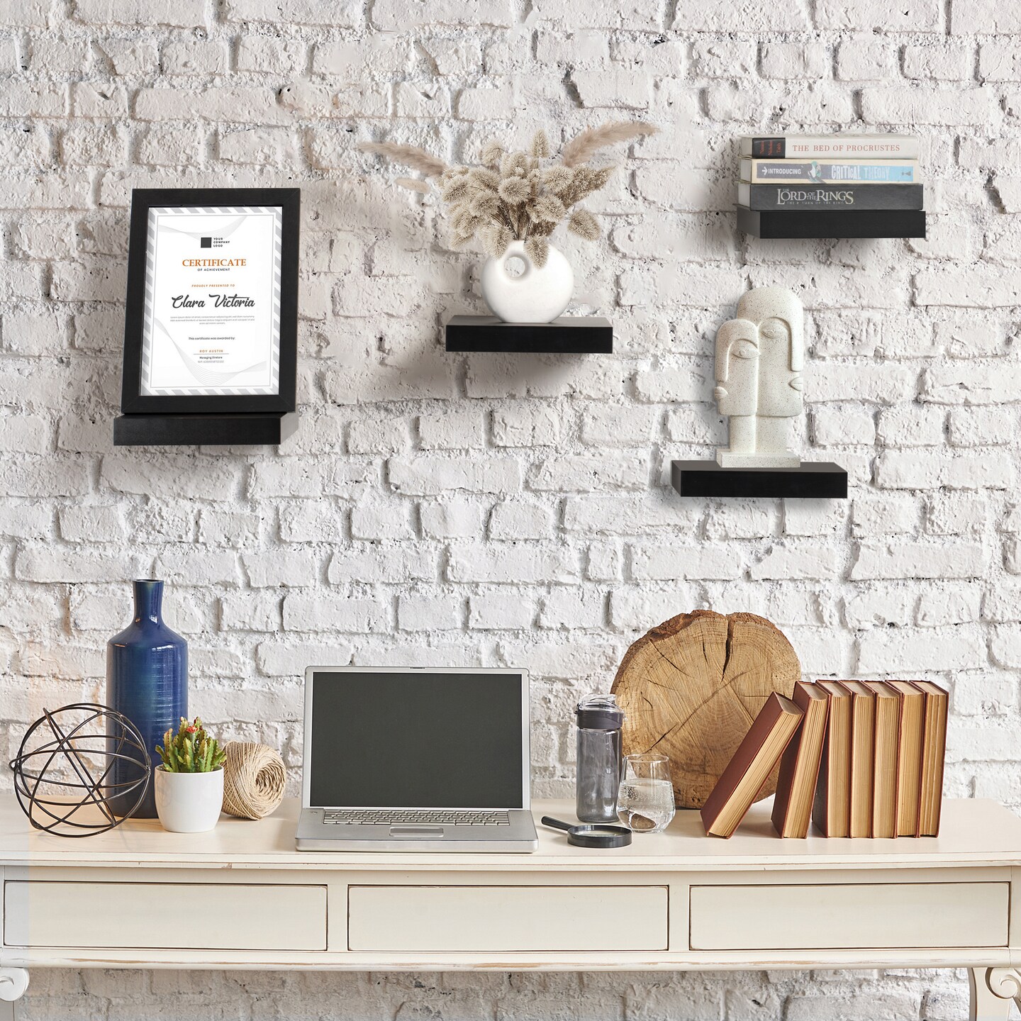 Sorbus 4 Pack 9" Floating Shelves, Wall Shelves for Bedroom, Kitchen, Living Room, Bathroom Shelves Over The Toilet
