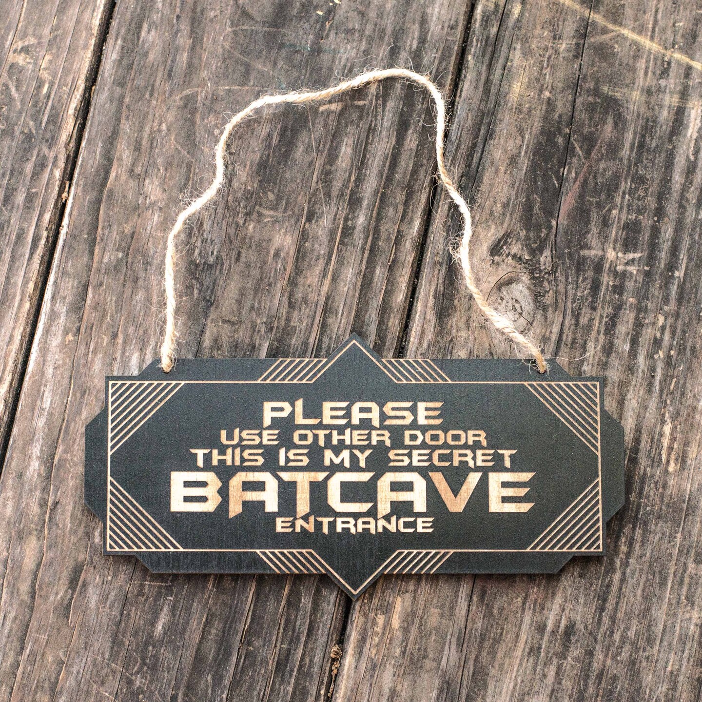 Secret Batcave Entrance - Black Door Sign 4x8