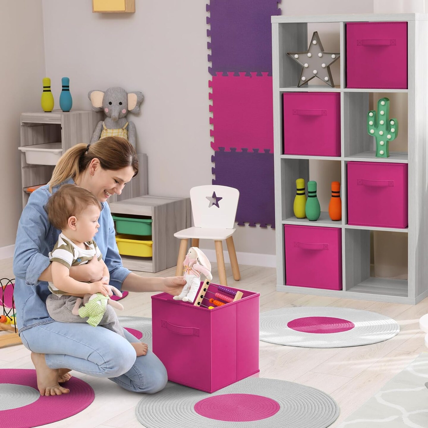 Sorbus 6 Pack 11 Inch Foldable Storage Cubes with Handles- for Organizing Home, Shelves, Nursery, Playroom, Closet and More