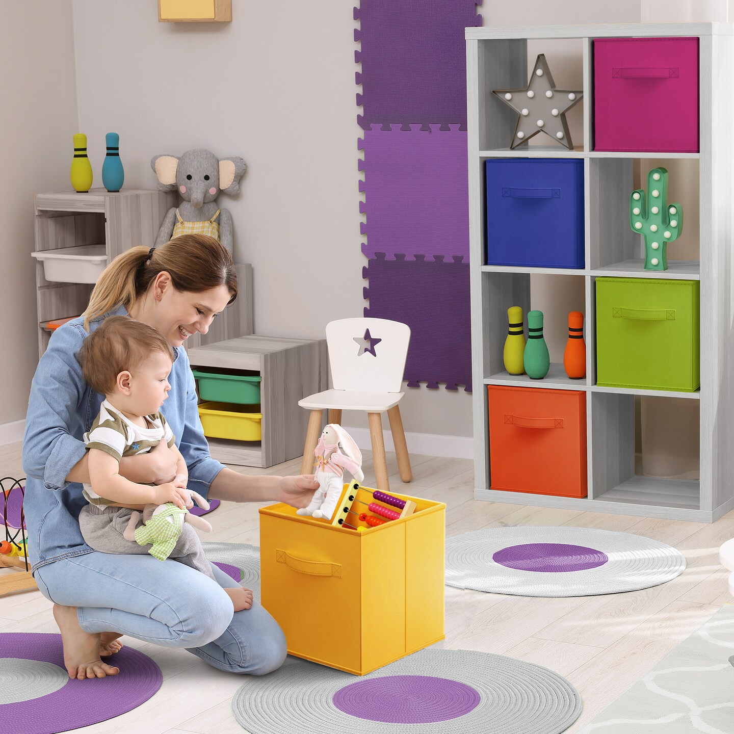 Sorbus 6 Pack 11 Inch Foldable Storage Cubes with Handles- for Organizing Home, Shelves, Nursery, Playroom, Closet and More
