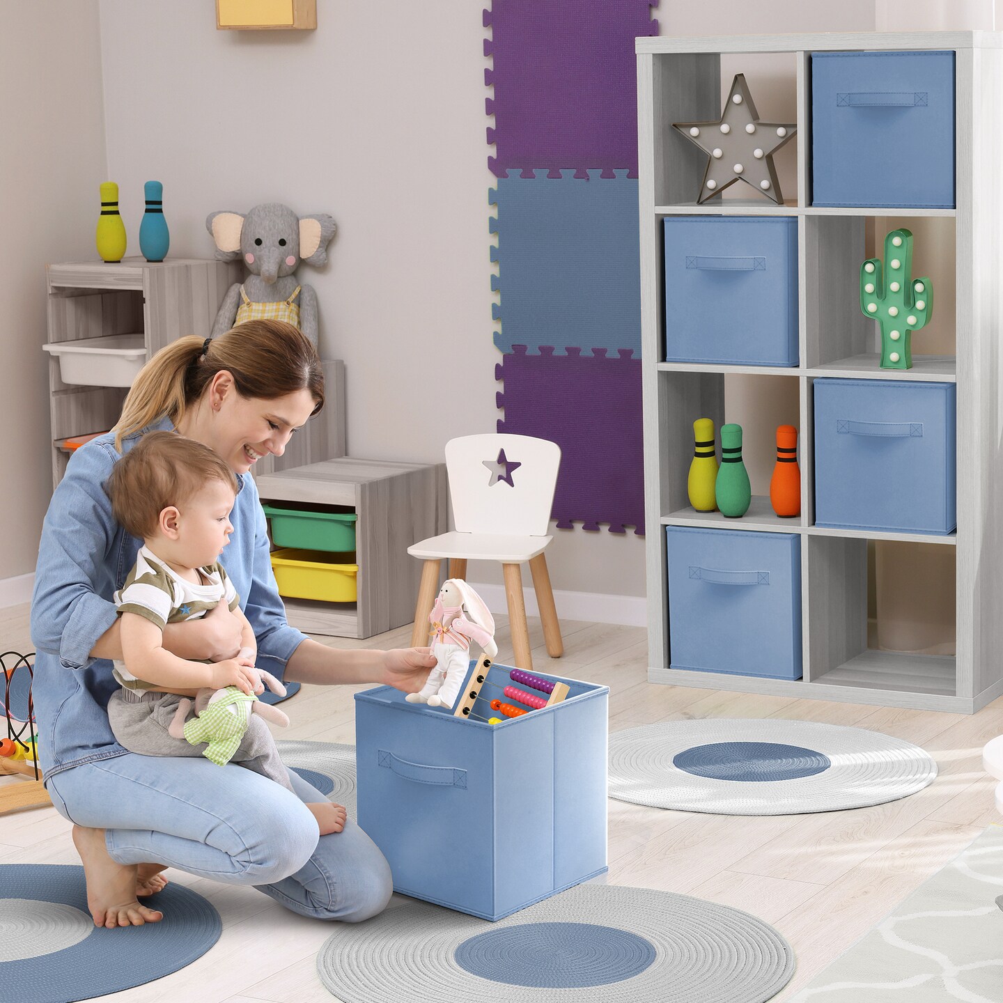 Sorbus 6 Pack 13 Inch Foldable Storage Cubes with Handles- for Organizing Home, Shelves, Nursery, Playroom, Closet and More