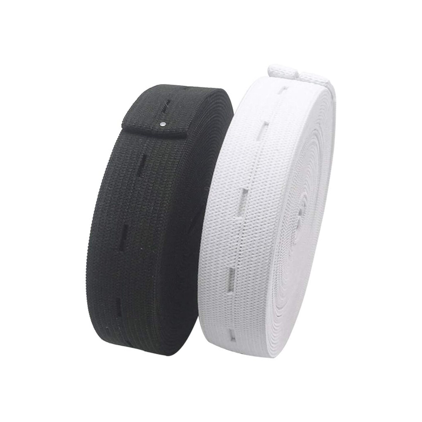 2 Packs Elastic Bands Spool Sewing Bands Elastic Band for Sewing Elastic Elastic Waist Band, Elastic Cord with Buttonhole (White and Black)