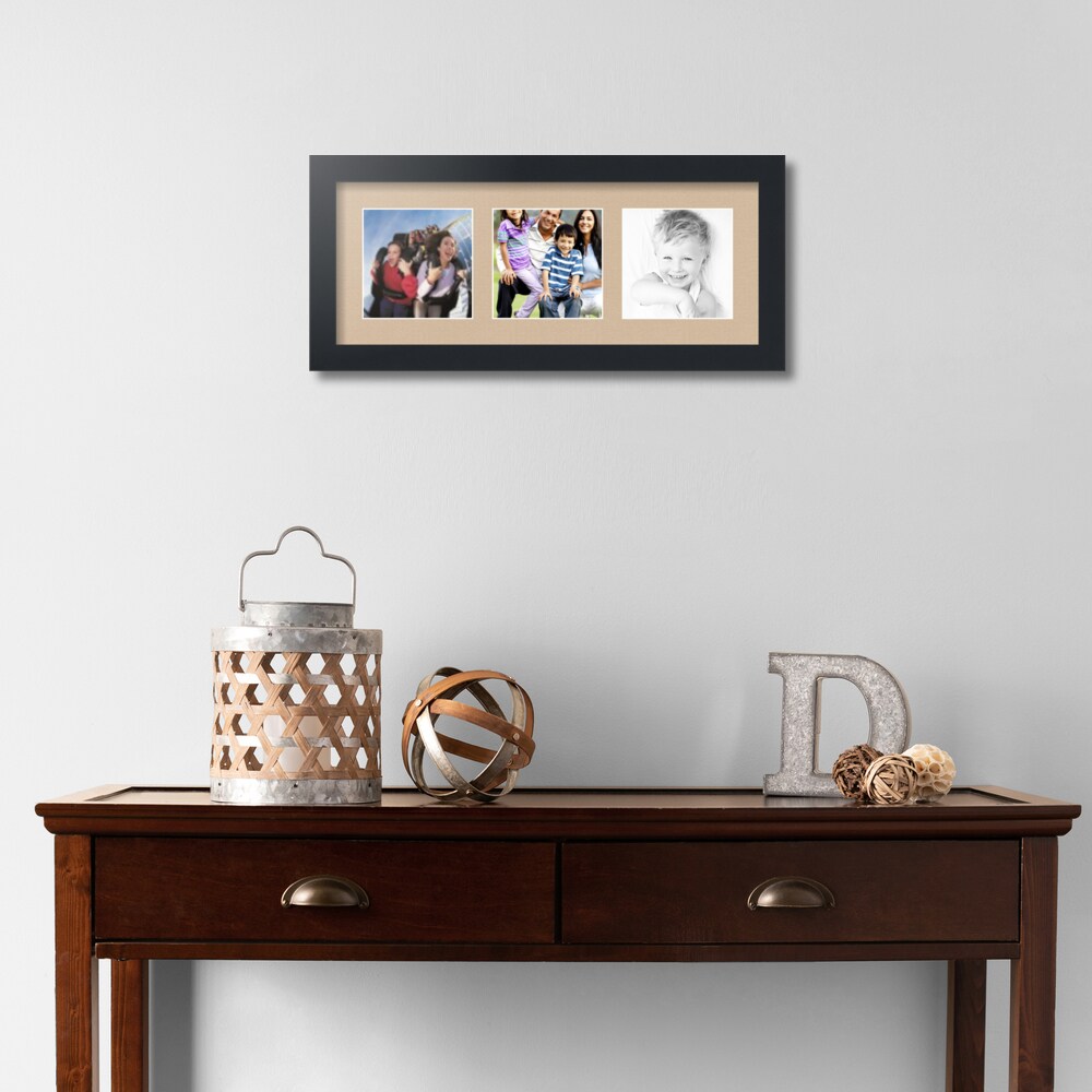 ArtToFrames Collage Photo Picture Frame with 3 - 5x5 inch Openings, Framed in Black with Over 62 Mat Color Options and Regular Glass (CSM-3926-95)