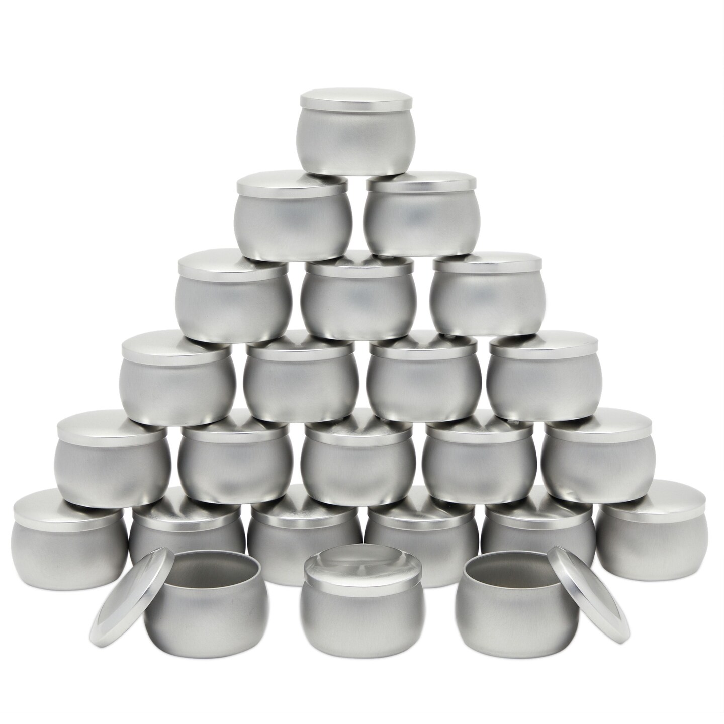 Mimi Pack 4 oz Silver Tins 24 Pack of Shallow Screw Top Round Tin  Containers with Lids for Cosmetics, Party Favors, Gifts