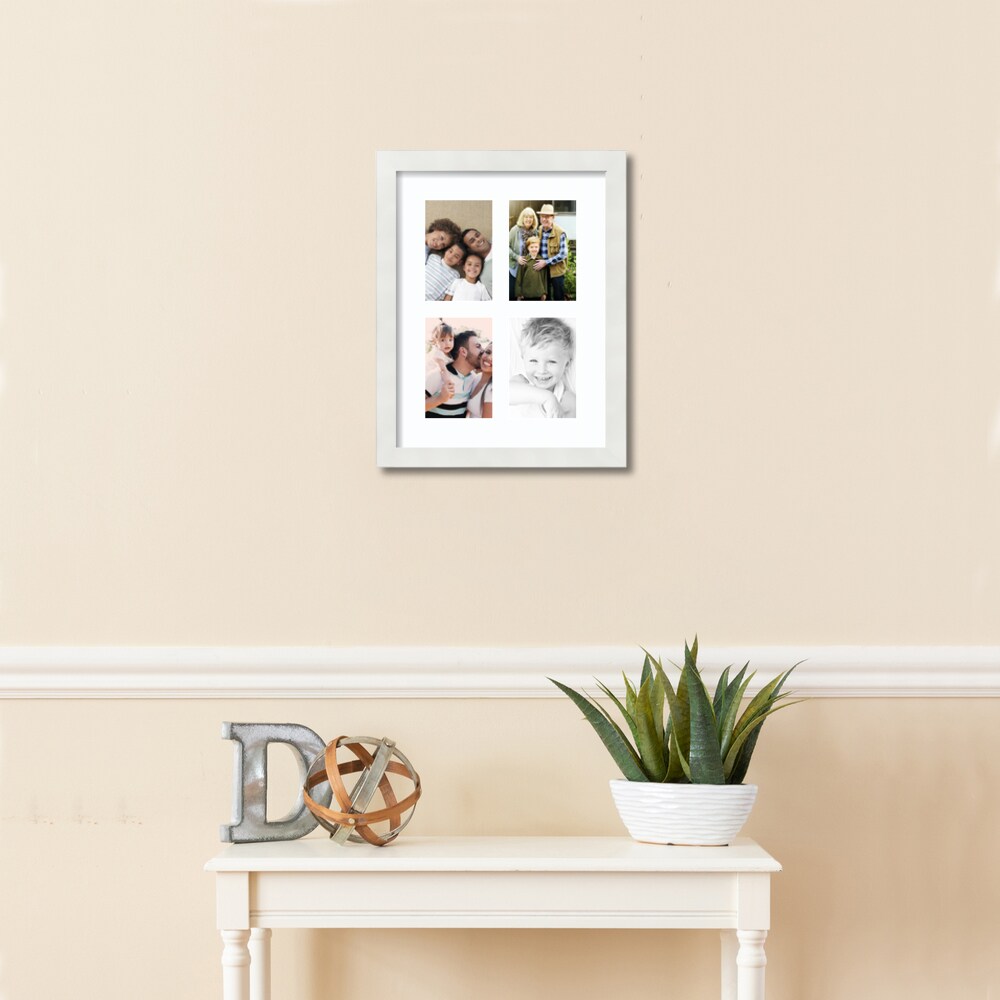 ArtToFrames Collage Photo Picture Frame with 4 - 4x6 inch Openings, Framed in White with Over 62 Mat Color Options and Regular Glass (CSM-3966-2)
