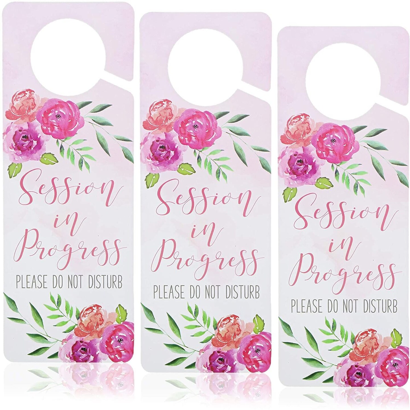 Juvale Do not Disturb Sign Session in Progress Door Hanger Double Sided Plastic Door Knob Hanger for Therapy Session, Massage, Spa Treatment, Counseling, (9.4 x 3.5 Inches, Floral, 3 Pack)