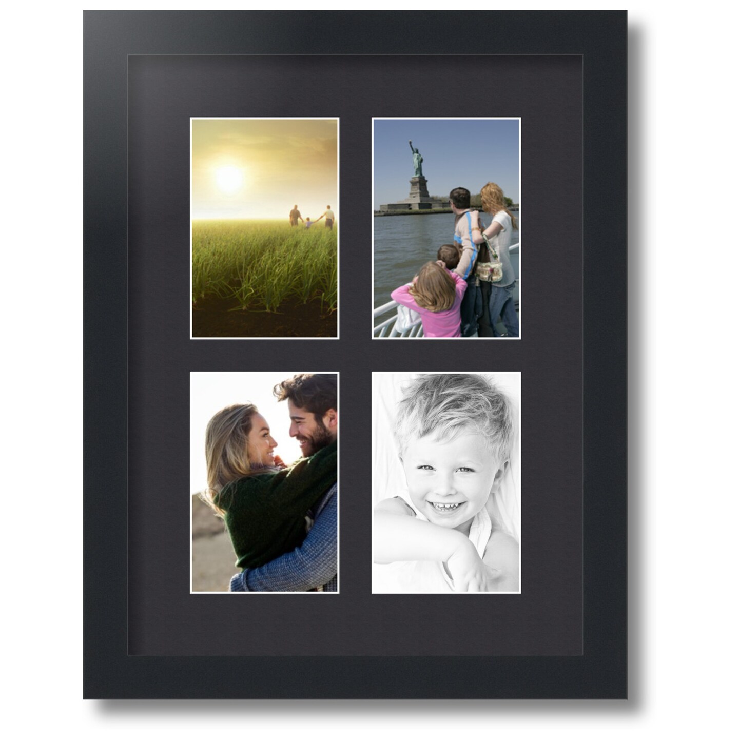 ArtToFrames Collage Photo Picture Frame with 4 - 4x6 inch Openings, Framed in Black with Over 62 Mat Color Options and Regular Glass (CSM-3926-2)