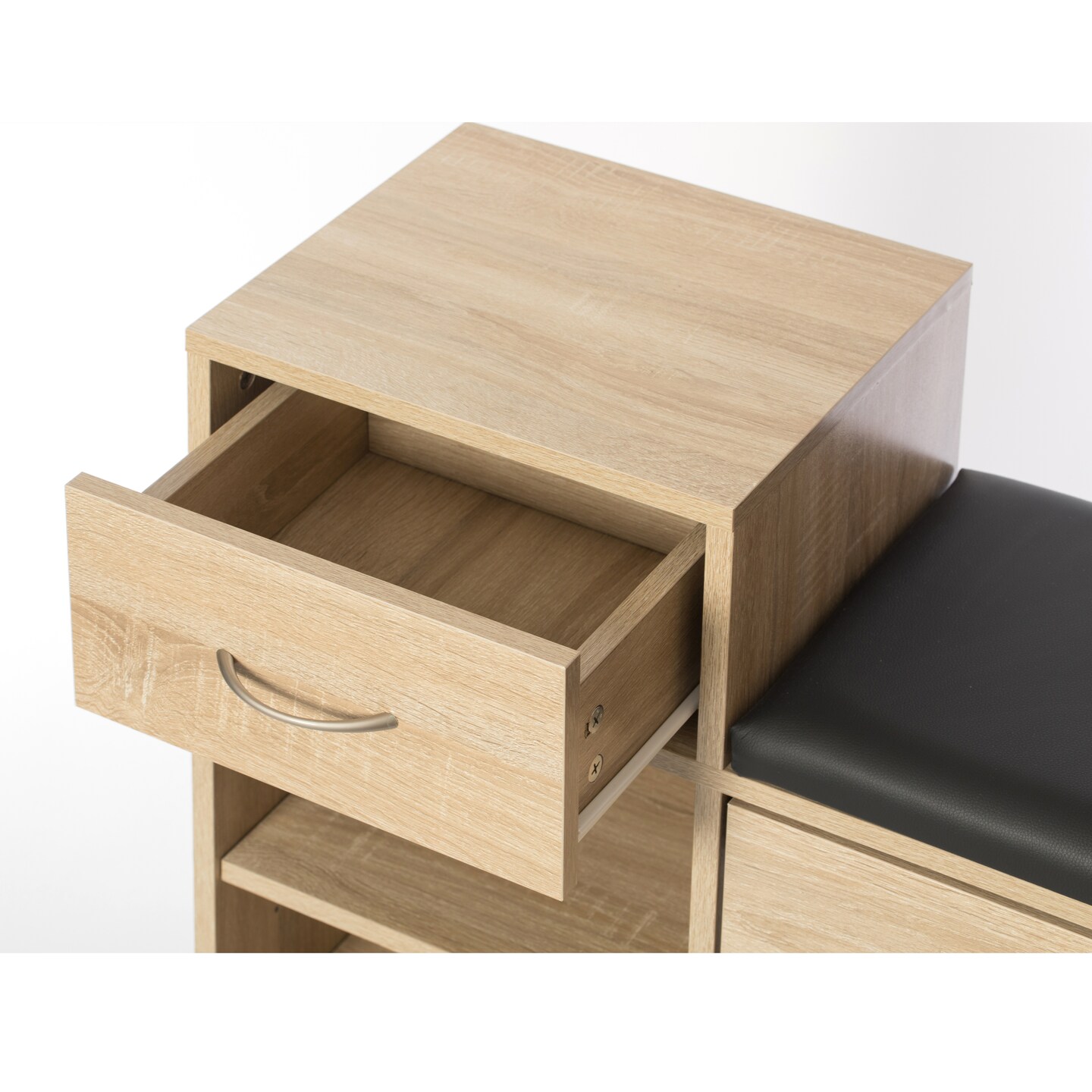Wooden Entryway Shoe Storage Bench with Cushion